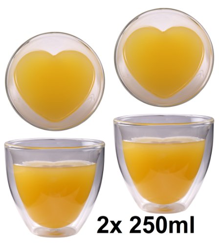 Feelino | 2x 250ml „doppelwandiges“ Teeglas mit Herzform innen - 3